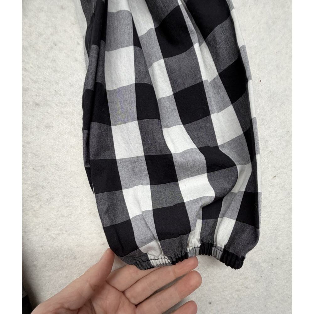 J. Crew Puff Sleeve Blouse Top Gingham Black and White Size 8 Classic Cotton - Picture 5 of 9
